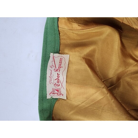 Vtg Tudor Square Pencil Straight Skirt Size Med Solid Green Wool Kick Pleat - Picture 13 of 14